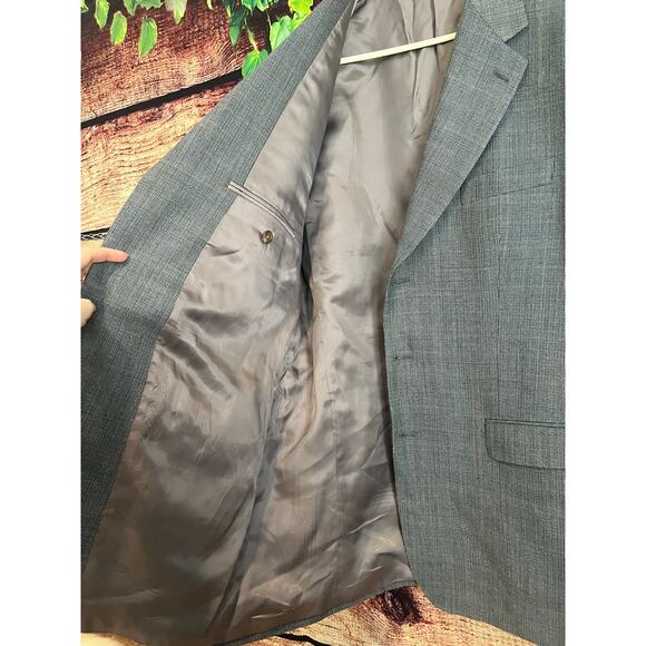 Ralph Lauren Sport Coat Blazer Jacket Silk Wool Blend Blue Gray Plaid Men's 44L - Picture 3 of 6